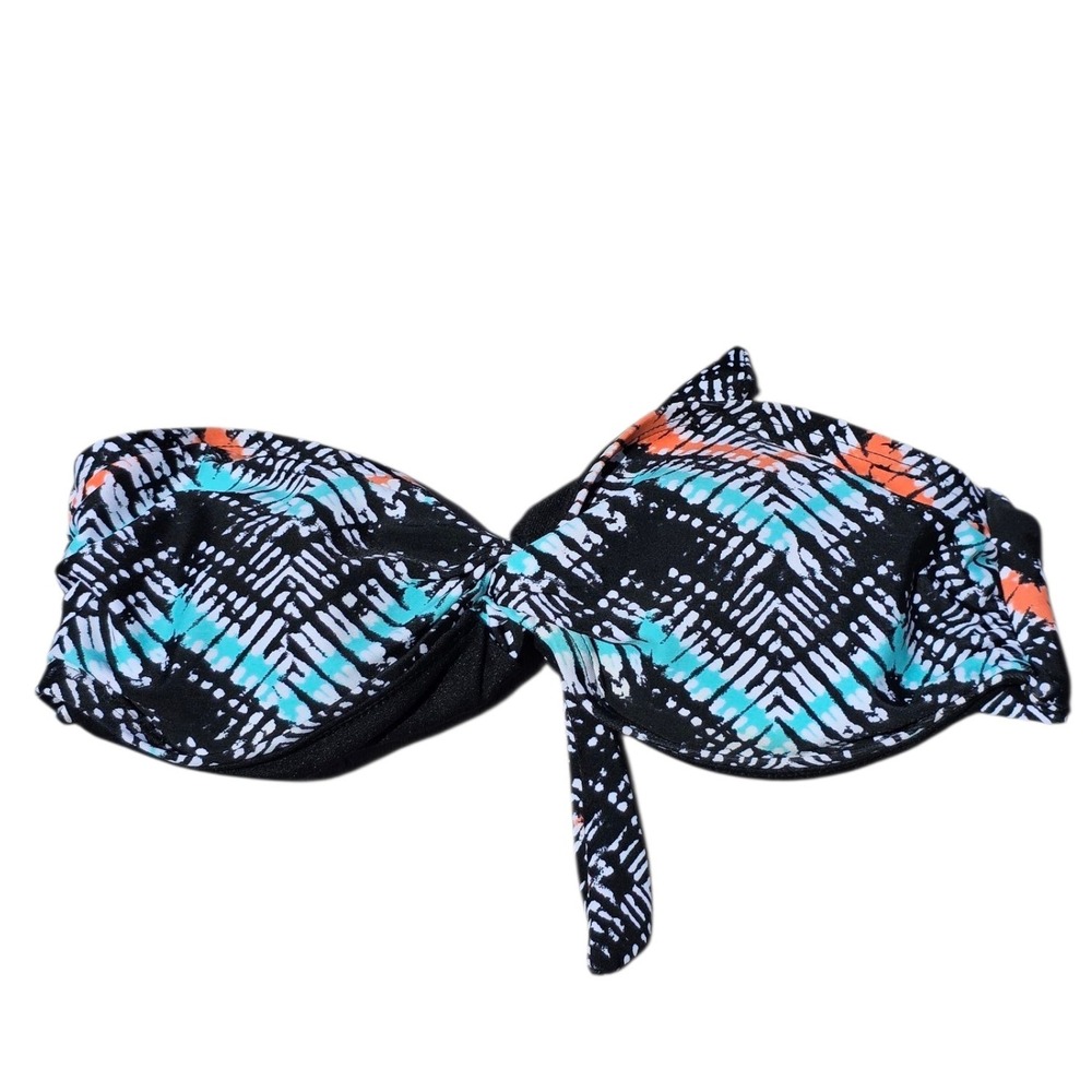 Converse One Star Bandeau Bikini Top Swimsuit Geometric Print S
